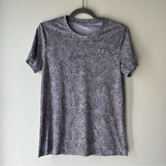 Under Armour S Loose Fit Black White Dot Print Tee Shirt Activewear Top - Picture 1 of 10